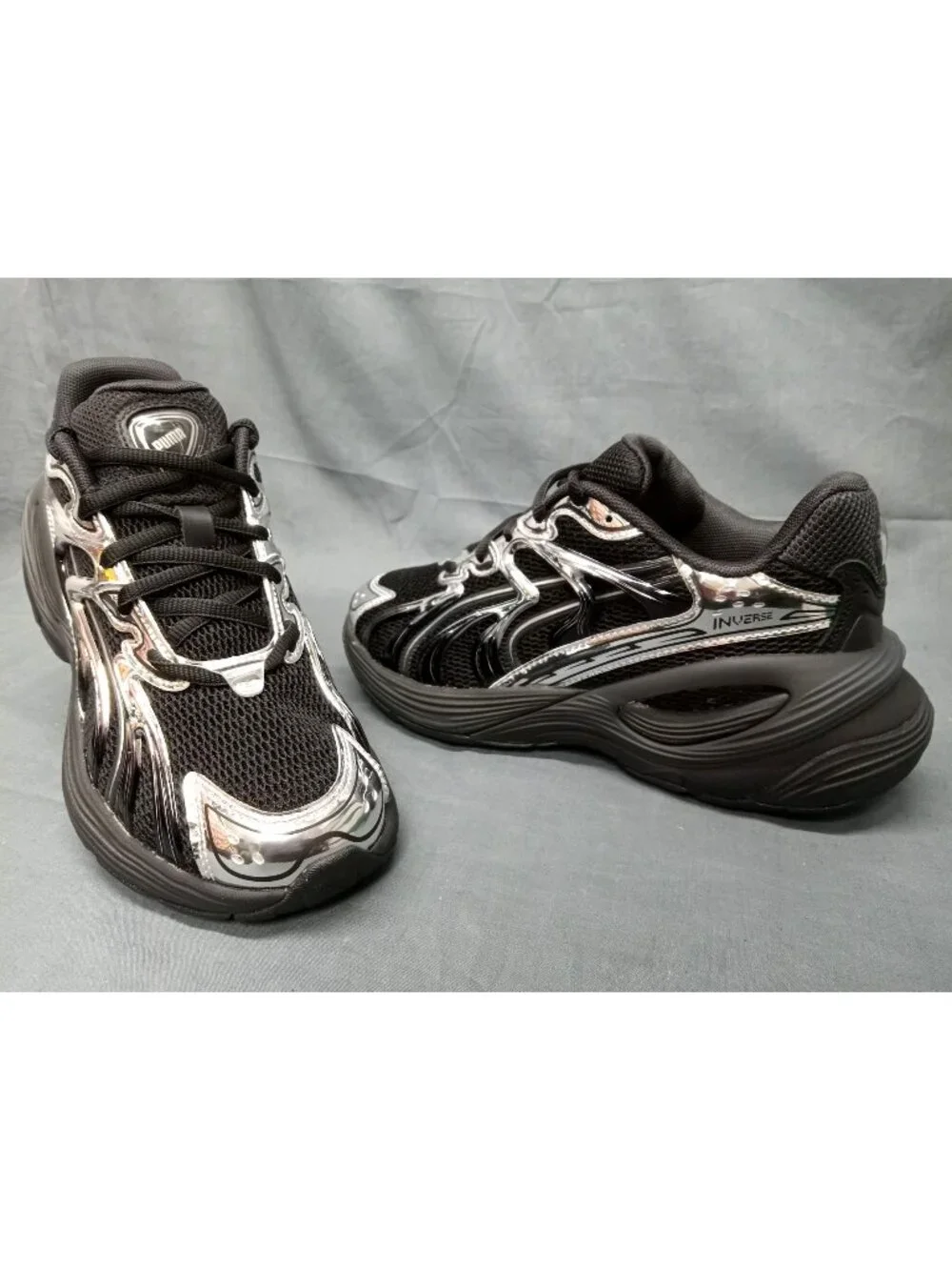 Puma Inverse Dimension PS Sneakers Mesh Black/Silver Kids Size 3c NEW NO BOX!